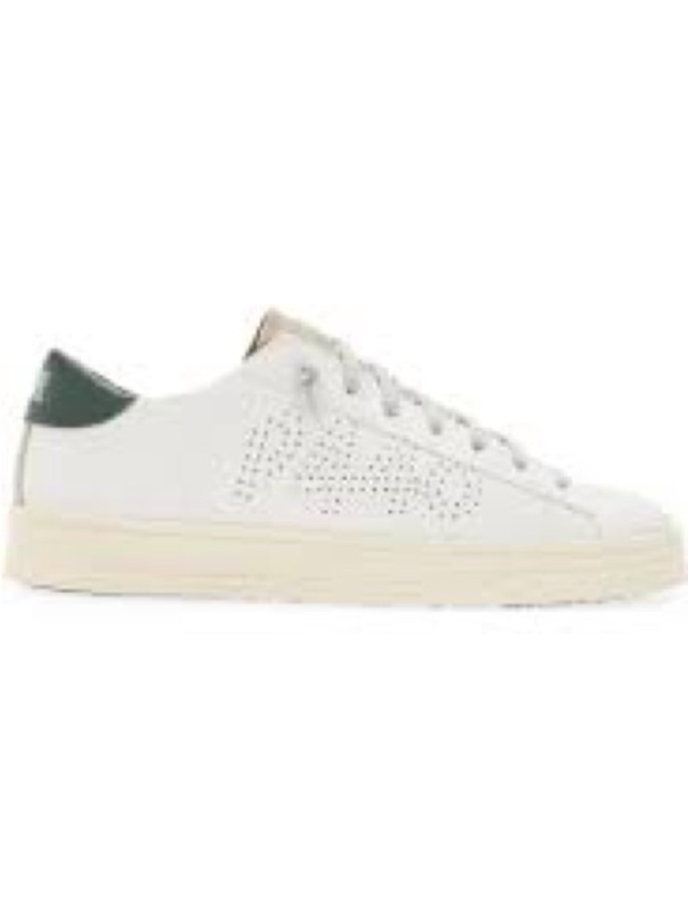 Men’s P448 White Jack Sneaker with Green Heel Accent Vegan Leather - 13
